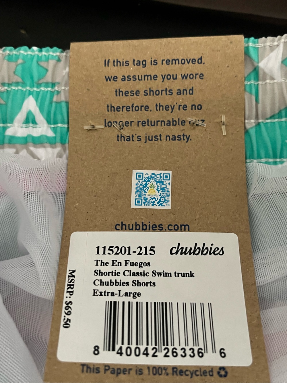 chubbies Turquoise, Coral & Pink Aztec Swim Trunks - Picture 4 of 6